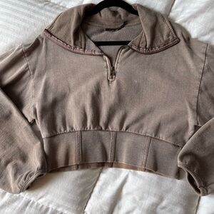 Urban outfitters cropped quarter zip sweatshirt